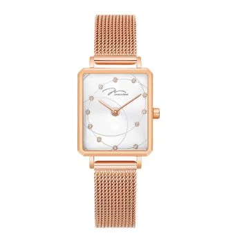 Face Montre Elégante Jonas & Verus Just For Me Cadran Blanc Bracelet Maille Milanaise Rose - X02060-Q3.PPWBP