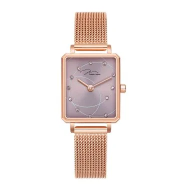 Face Montre Elégante Jonas & Verus Just For Me Bracelet Maille Milanaise Rose - X02060-Q3.PPXBP