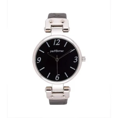 Face Montre Classique Performer Femme Simili Cuir Noir Façon Croco - 7079922