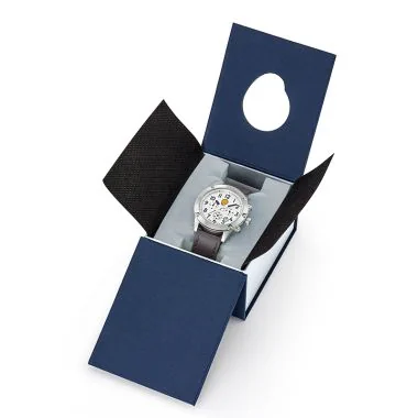 Coffret Montre Aviateur Patrouille de France Tarmac 701 Méca 22 Cuir Marron Chronographe