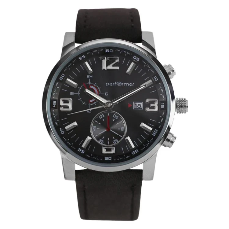 Face Montre Classique Performer Homme Polyuréthane Noir Cadran Chrono Date