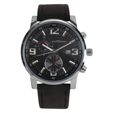 Face Montre Classique Performer Homme Polyuréthane Noir Cadran Chrono Date
