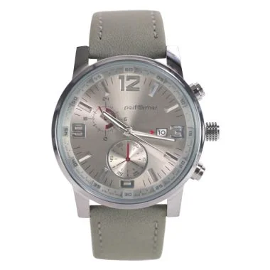 Face Montre Chronographe Performer Mixte Simili Cuir Gris Cadran Gris Dateur