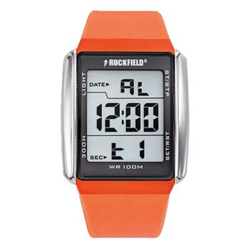 Face Montre Ruckfield Rectangulaire Sport Digital Multifonction Silicone Orange