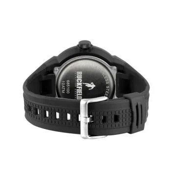 Dos Montre Ruckfield Moderne Multifonction Silicone Noir Cadran Noir Blanc et Vert