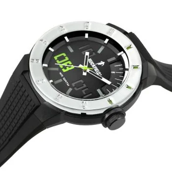 Profil Montre Ruckfield Moderne Multifonction Silicone Noir Cadran Noir Blanc et Vert