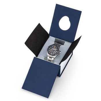 Coffret Montre Aviateur Patrouille de France Athos 5 Automatique Cadran Squelette Métal Argenté