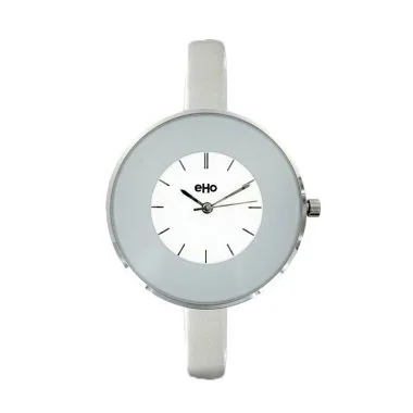 Face Montre Ecoresponsable eHo Femme Cuir Fin Blanc