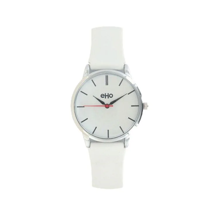 Face Montre Ecoreponsable eHo Femme Cuir Blanc Cadran Blanc