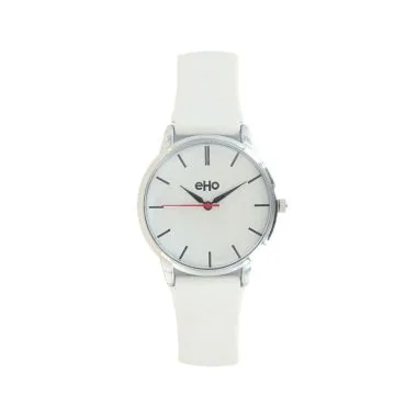 Face Montre Ecoreponsable eHo Femme Cuir Blanc Cadran Blanc
