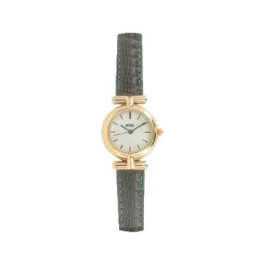Face Montre eHo Ecoresponsable Femme Dorée Cuir Vert