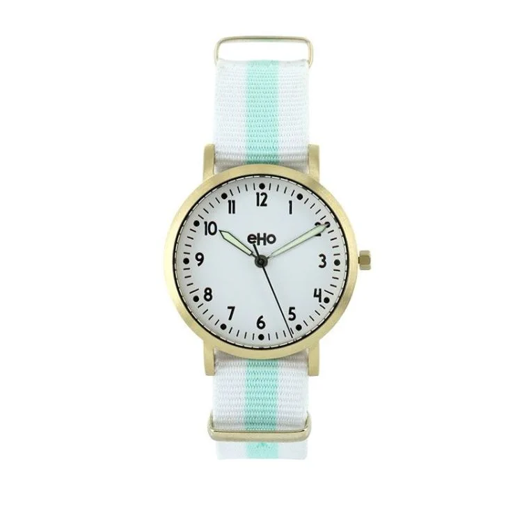 Face Montre Ecoresponsable eHo Femme Textile Blanc et Vert