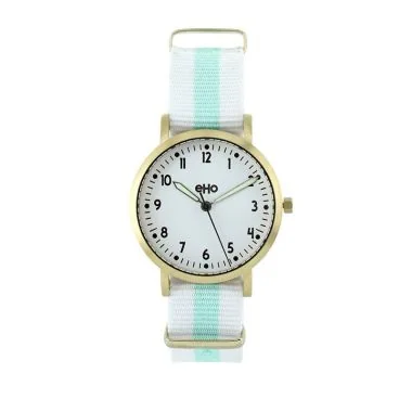 Face Montre Ecoresponsable eHo Femme Textile Blanc et Vert