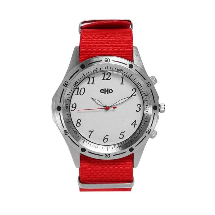 Face Montre Ecoresponsable eHo Textile Rouge Cadran Blanc