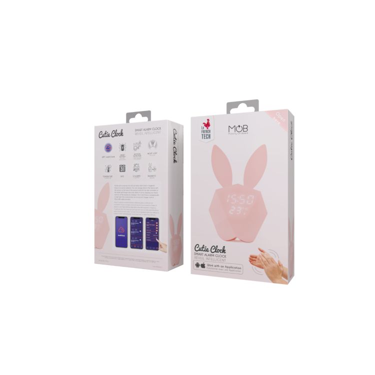 Packaging Réveil Lapin Intelligent Cutie Clock Mobility on Board Rose Pastel