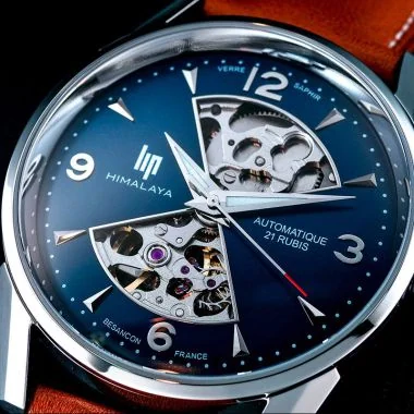 Cadran Montre LIP - Himalaya 40 mm - Sablier - Squelette Automatique - Bleu et Marron