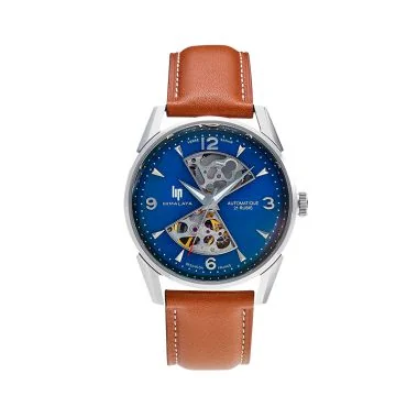 Face Montre LIP - Himalaya 40 mm - Sablier - Squelette Automatique - Bleu et Marron