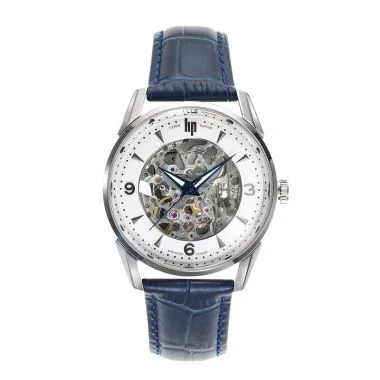 Face Montre LIP - Himalaya 40 mm - Squelette Automatique - Cuir Bleu Gris