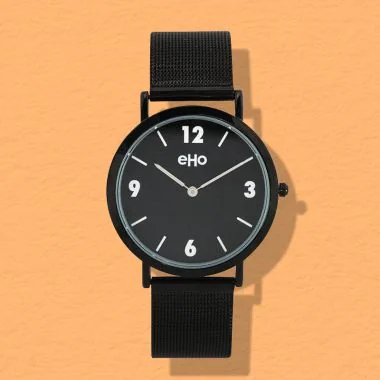 Face Montre eHo Ecoresponsable Acier Noire, Cadran Noir