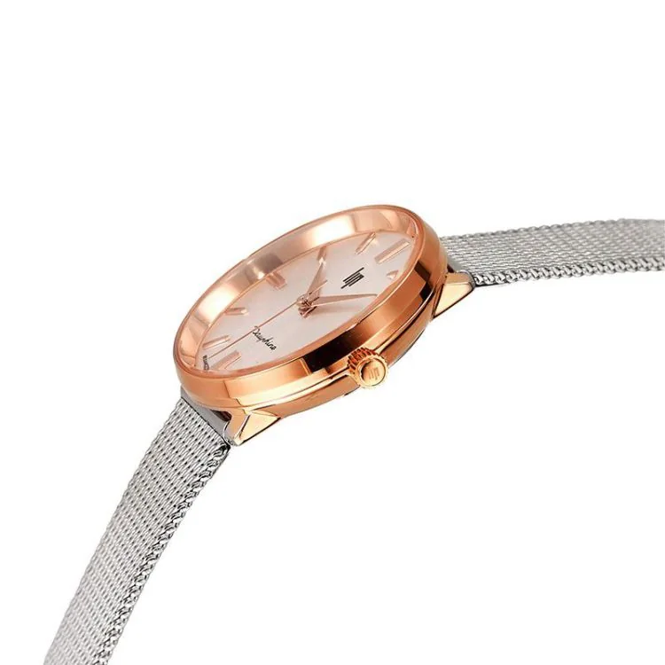 Cadran 2 Montre LIP - Dauphine 29 mm - Maille Milanaise Argentée Cadran Argentée