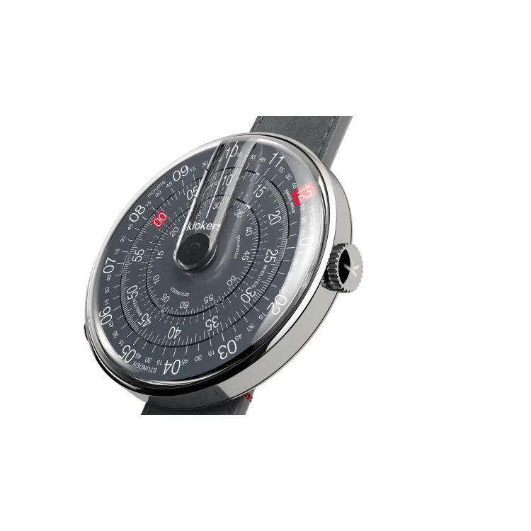 Cadran Montre Klokers - Klok 01 - 5ème anniversaire - Cadran Anthracite - Alcantara Grise