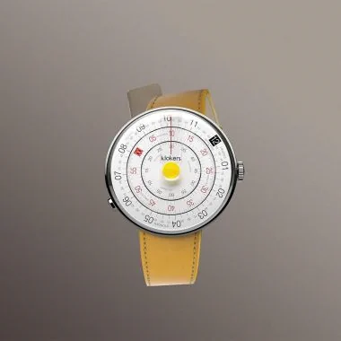 Antière Montre Klokers - Klok 01 - Heritage - Cadran Blanc & Jaune - Cuir Jaune