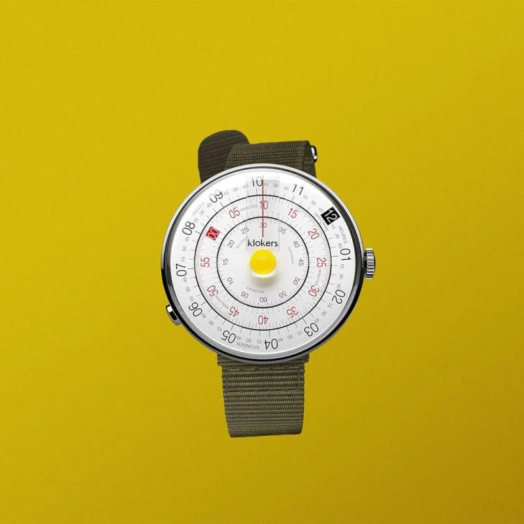 Entière Montre Klokers - Klok 01 - Heritage - Cadran Blanc & Jaune - Nato Vert