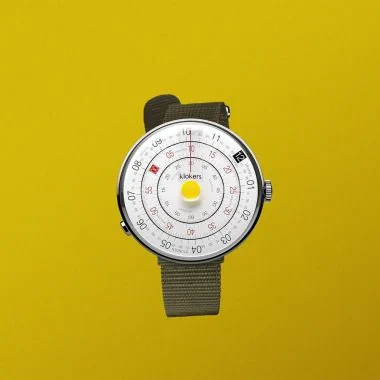 Entière Montre Klokers - Klok 01 - Heritage - Cadran Blanc & Jaune - Nato Vert