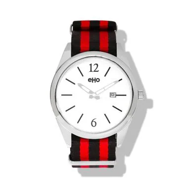 Face Montre Ecoresponsable eHo Textile Noir et Rouge
