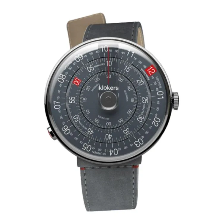 Face Montre Klokers - Klok 01 - 5ème anniversaire - Cadran Anthracite - Alcantara Grise