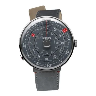 Face Montre Klokers - Klok 01 - 5ème anniversaire - Cadran Anthracite - Alcantara Grise