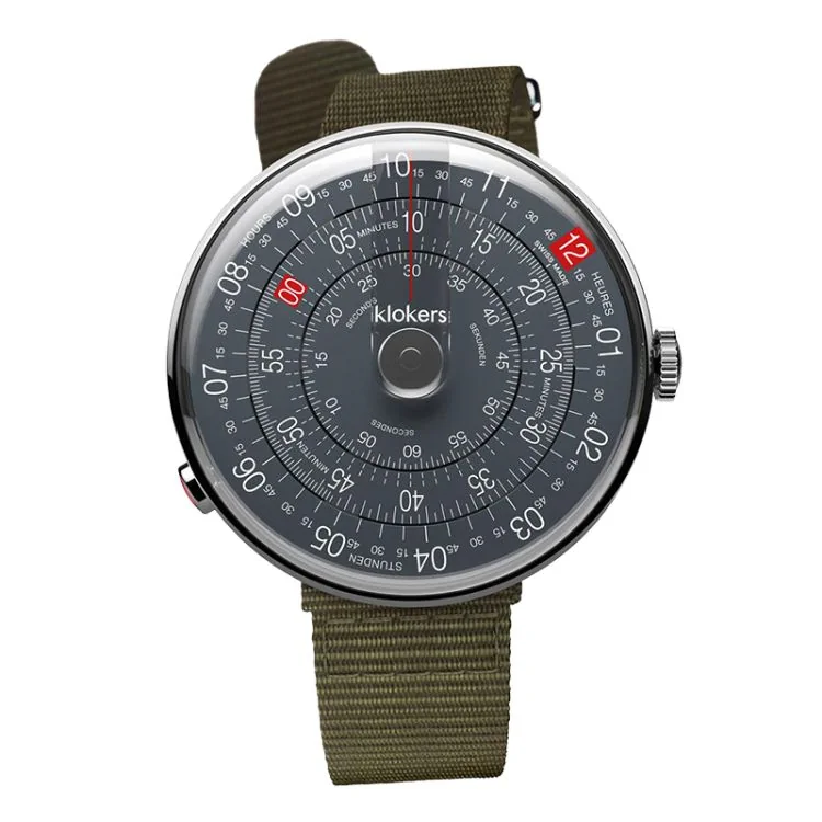 Montre Klokers - Klok 01 - 5ème anniversaire - Cadran Anthracite - Nato Vert Kaki