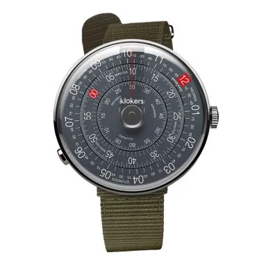Montre Klokers - Klok 01 - 5ème anniversaire - Cadran Anthracite - Nato Vert Kaki