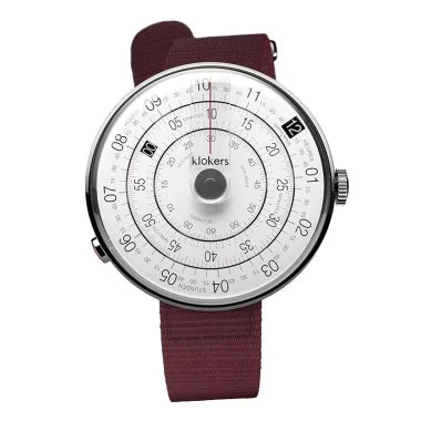 Montre Klokers - Klok 01 - Héritage - Cadran Blanc & Gris - Nato Bordeaux