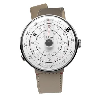 Montre Klokers - Klok 01 - Héritage - Cadran Blanc & Gris - Cuir Grege