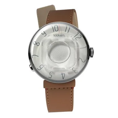 Montre Klokers - Klok 08 - Minim - Cadran Gris - Cuir Caramel