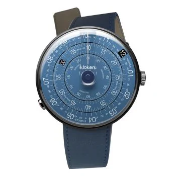 Montre Klokers - Klok 01 - Metal - Cadran Blue Note - Cuir Bleu Indigo