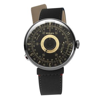 Montre Klokers - Klok 08 - Sixties - Cadran Noir & Champagne - Cuir Noir Mat 18mm