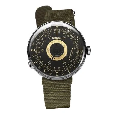 Montre Klokers - Klok 08 - Sixties - Cadran Noir & Champagne - Nato Vert