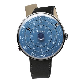 Montre Klokers - Klok 01 - Metal - Cadran Bleu Nuit - Cuir Noir Mat