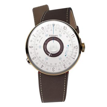 Montre Klokers - Klok 08 - Sixties - Cadran Blanc & Pourpre - Cuir Chocolat