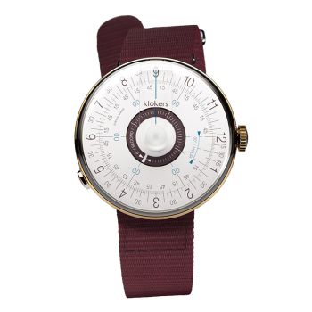 Montre Klokers - Klok 08 - Sixties - Cadran Blanc & Pourpre - Nato Bordeaux