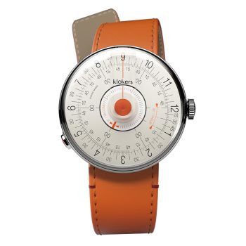 Montre Klokers - Klok 08 - Sixties - Cadran Blanc & Corail - Cuir Orange