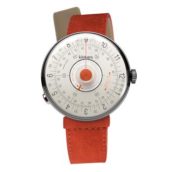 Montre Klokers - Klok 08 - Sixties - Cadran Blanc & Corail - Alcantara Terracotta