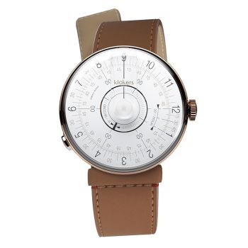 Montre Klokers - Klok 08 - Sixties - Cadran Blanc - Cuir Caramel