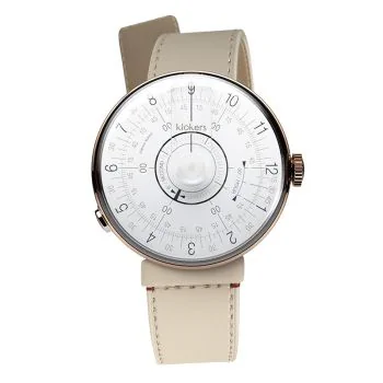 Montre Klokers - Klok 08 - Sixties - Cadran Blanc - Cuir Ivoire