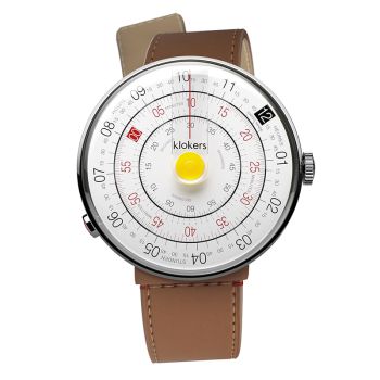 Montre Klokers - Klok 01 - Heritage - Cadran Blanc & Jaune - Cuir Caramel