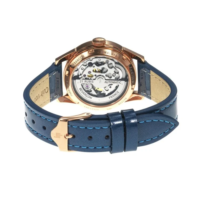 Dos Montre LIP - Himalaya 33 mm - Sablier - Squelette Automatique - Cuir Bleu