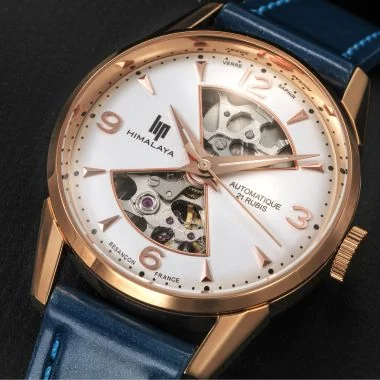 Cadran Montre LIP - Himalaya 33 mm - Sablier - Squelette Automatique - Cuir Bleu