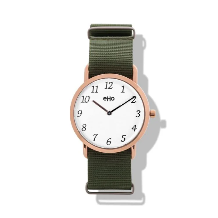 eHo Eco-Friendly Unisex Watch with Khaki Fabric Strap